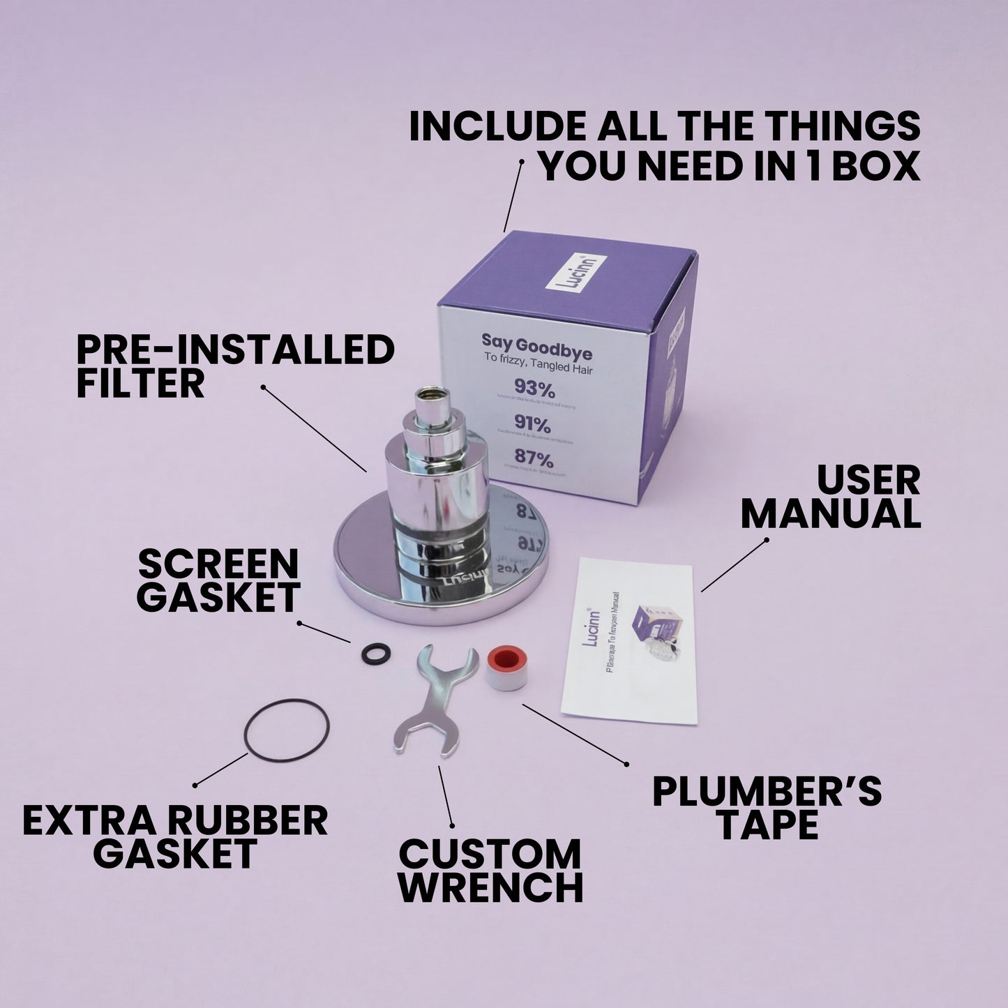 Lucinn Pro Rain Filtered Showerhead (Wall-Mounted)