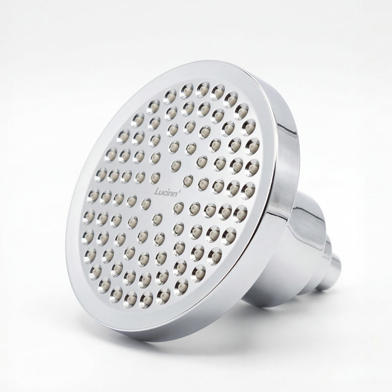 Lucinn wall mount filtered showerhead bundle in chrome brushed nickel and black
