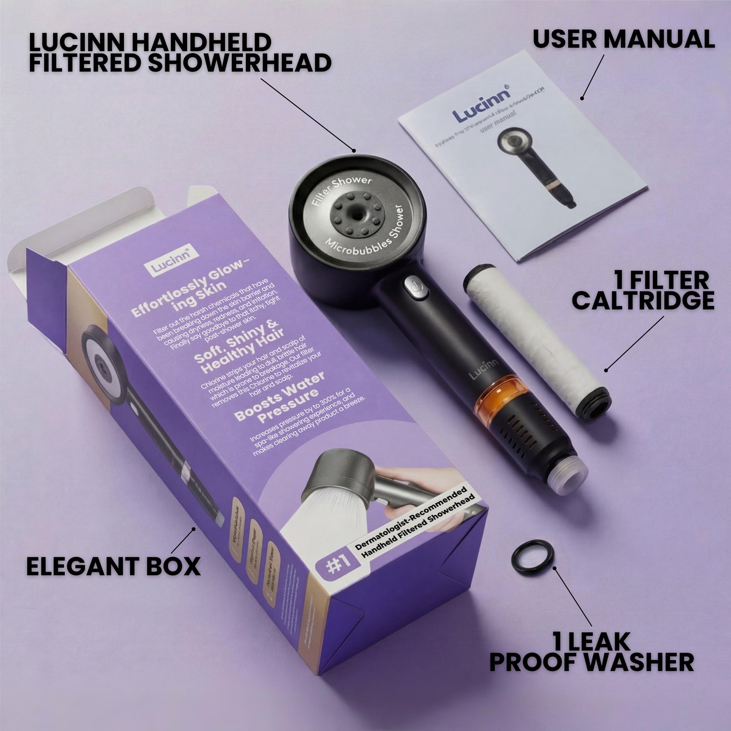 Lucinn Pro Filtered Showerhead | Wall Mounted & Handheld